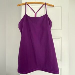 EUC Lululemon Power Y Tank - Purple Wee Stripe - Size 12